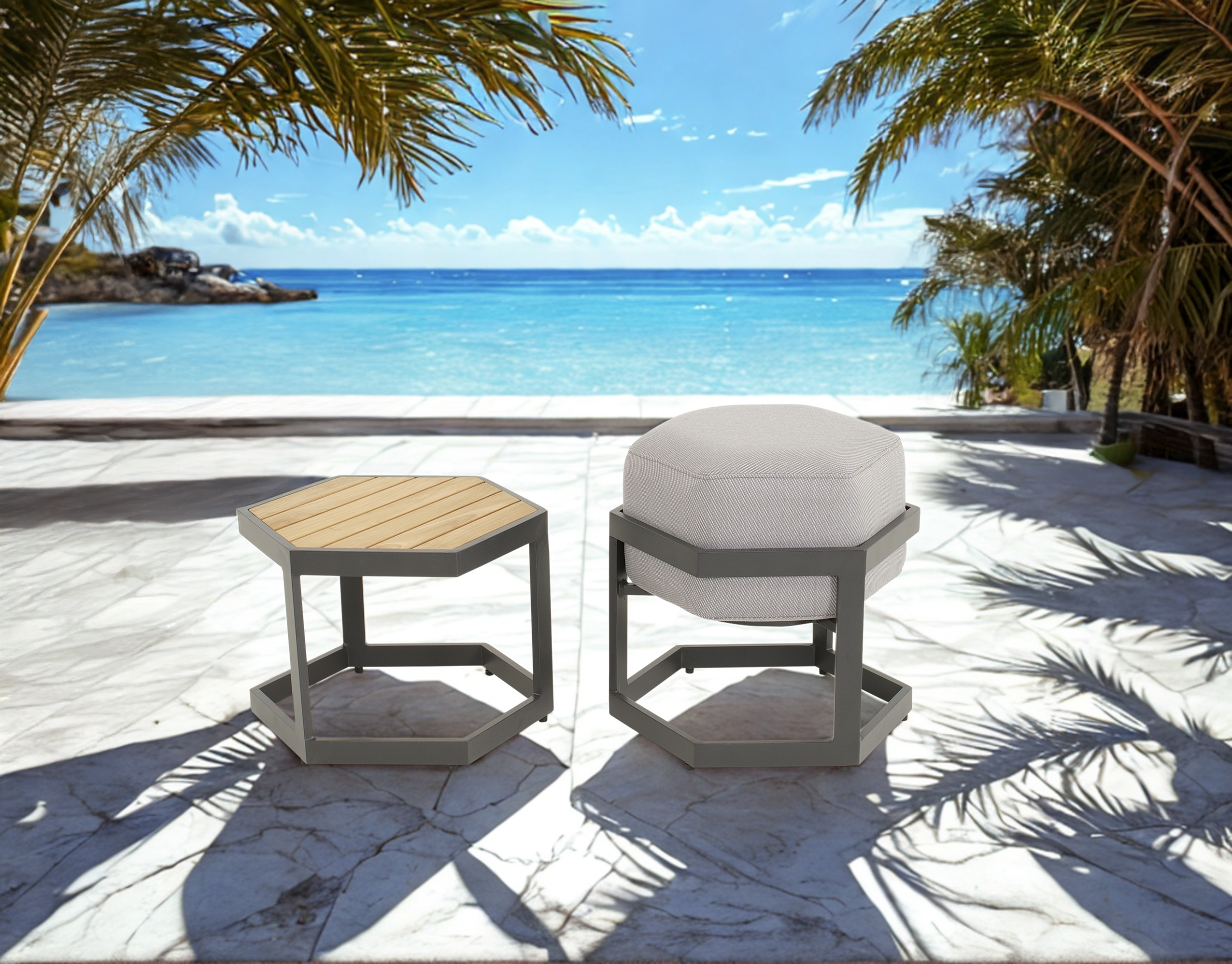 Hocker Esagono 48x41,5x47,5cm antraciet