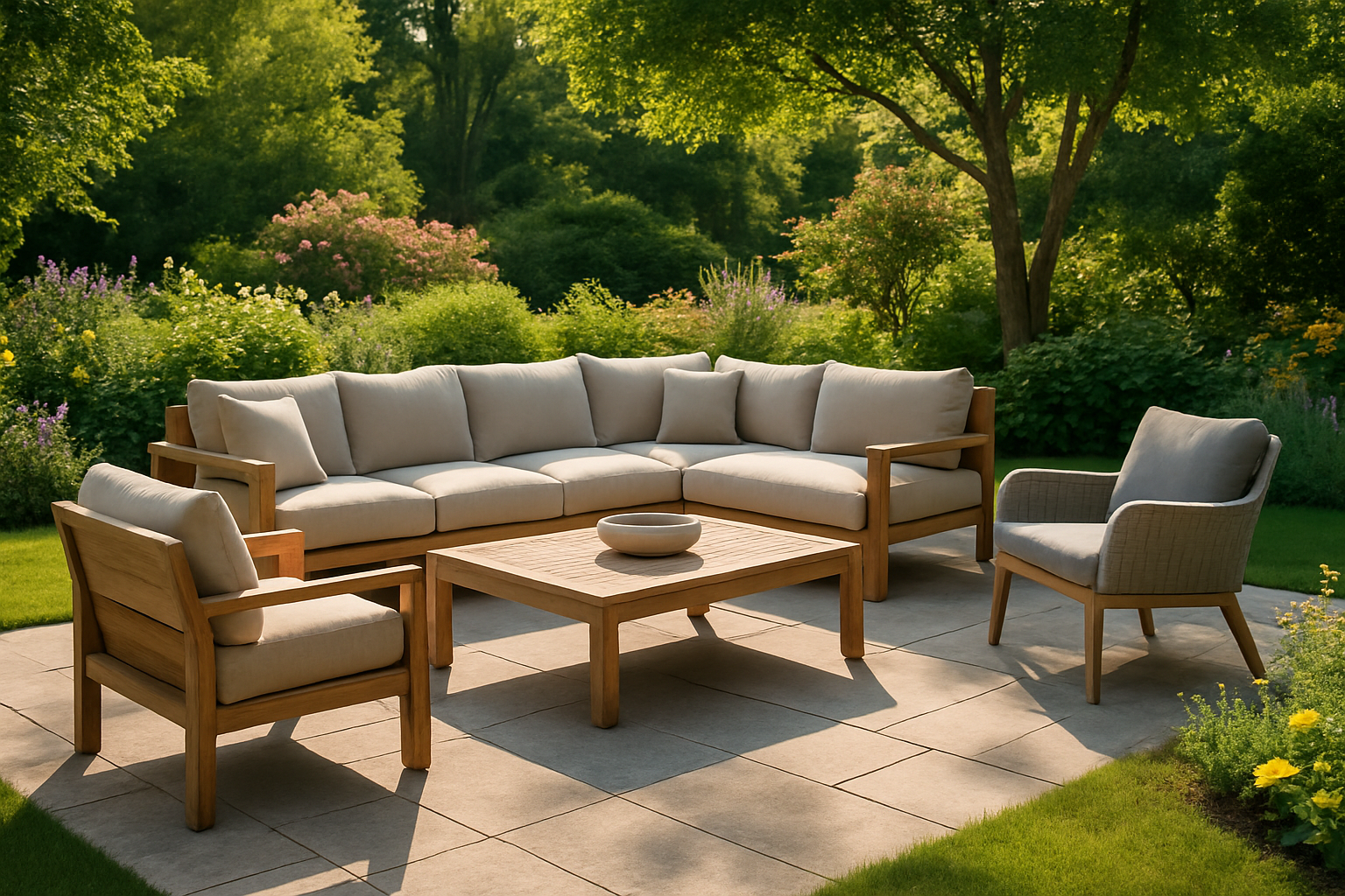 De loungeset in de tuin