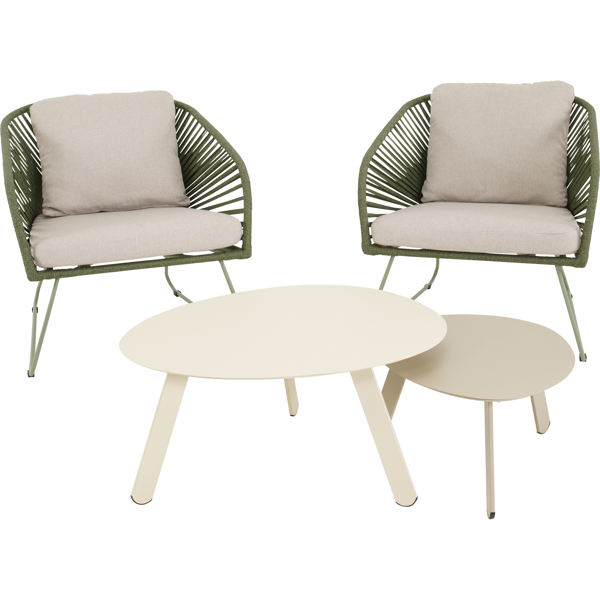 Bijzettafeltje Tiki taupe 55x46x28cm