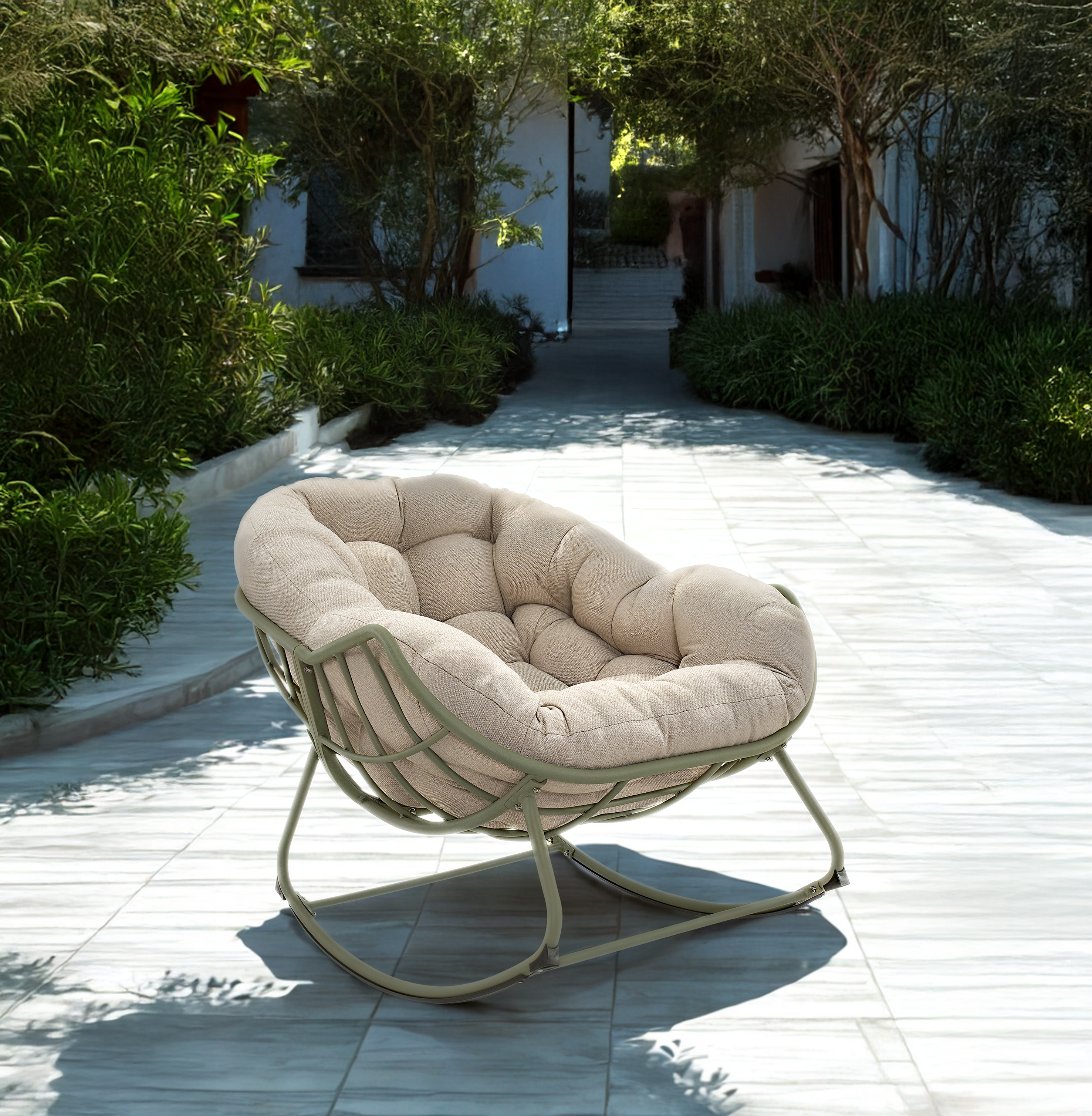 Schommelstoel Cozy aluminium beige