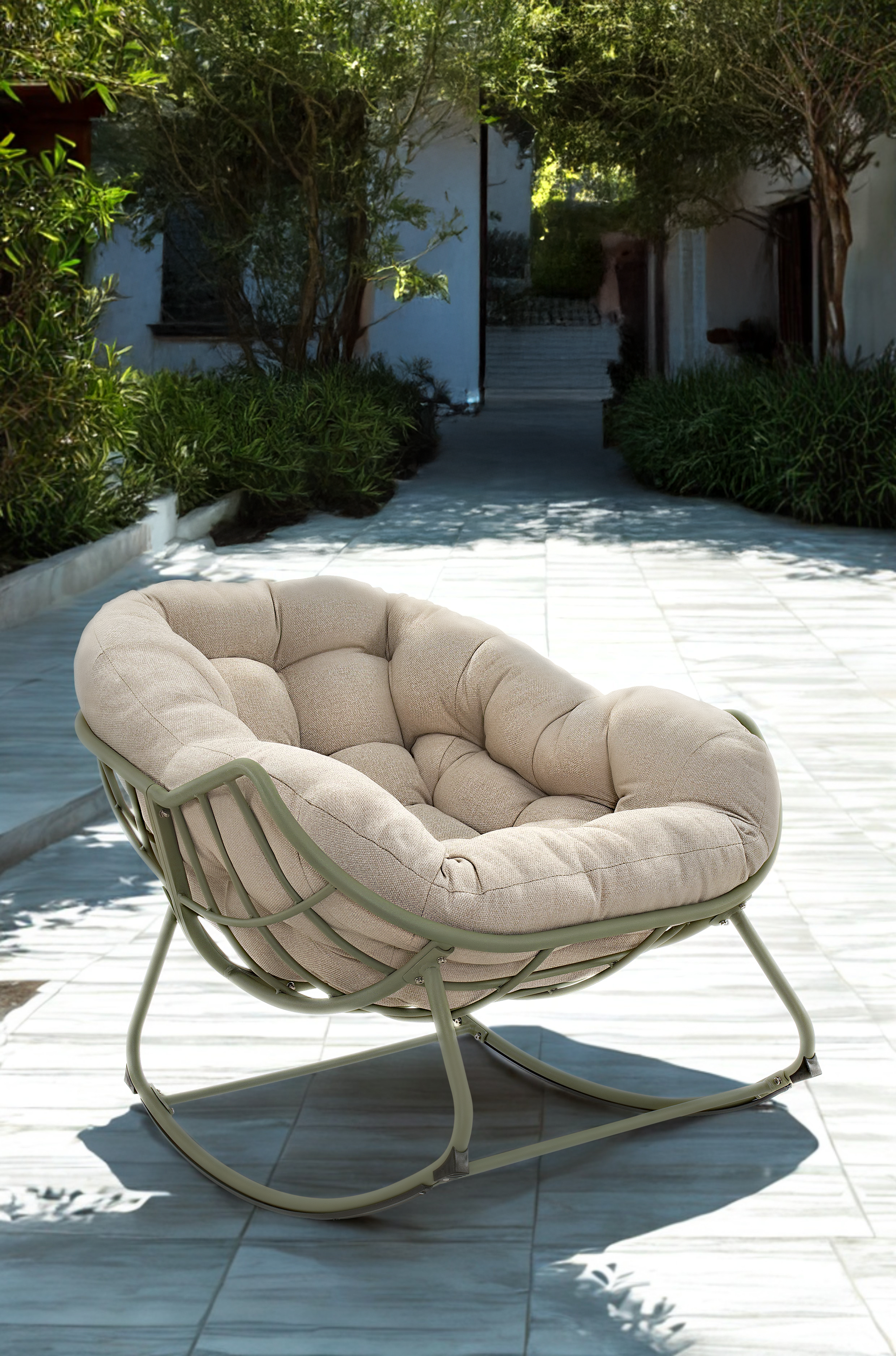 Schommelstoel Cozy aluminium beige